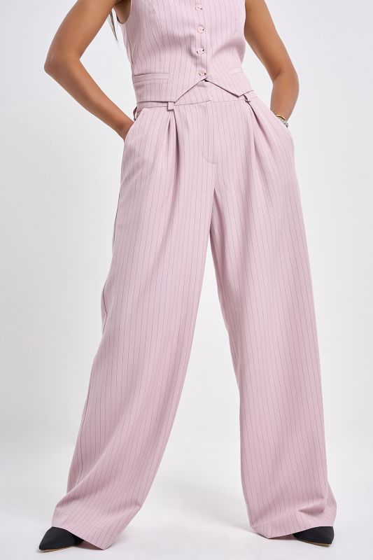 Straight pants made of suit fabric dusty pink with stripes