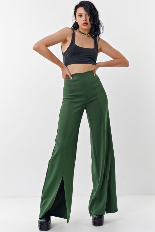 Green flared pants