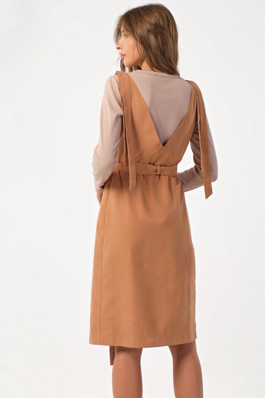 Flared dress for office camel