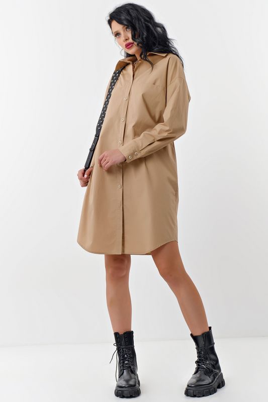 Cotton Shirt Dress Shirt Beige