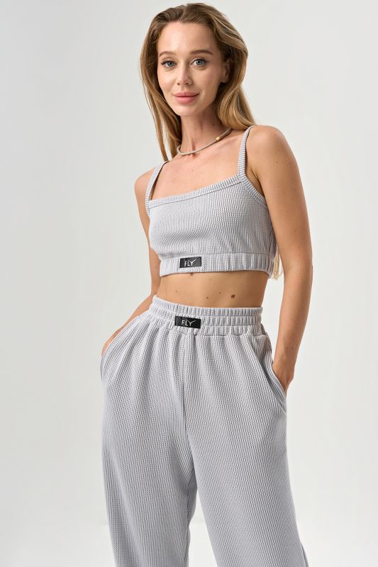 Tight knit strappy top in gray