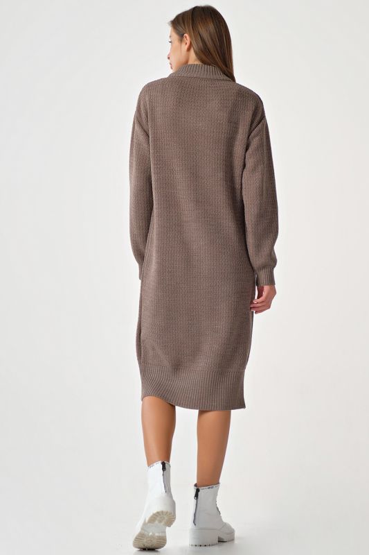 Oversize midi sweater dress in dark beige melange