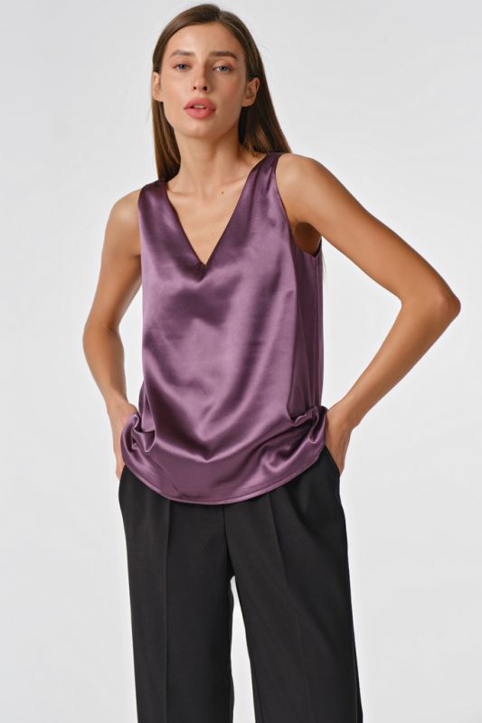 Blackberry satin basic top under jacket