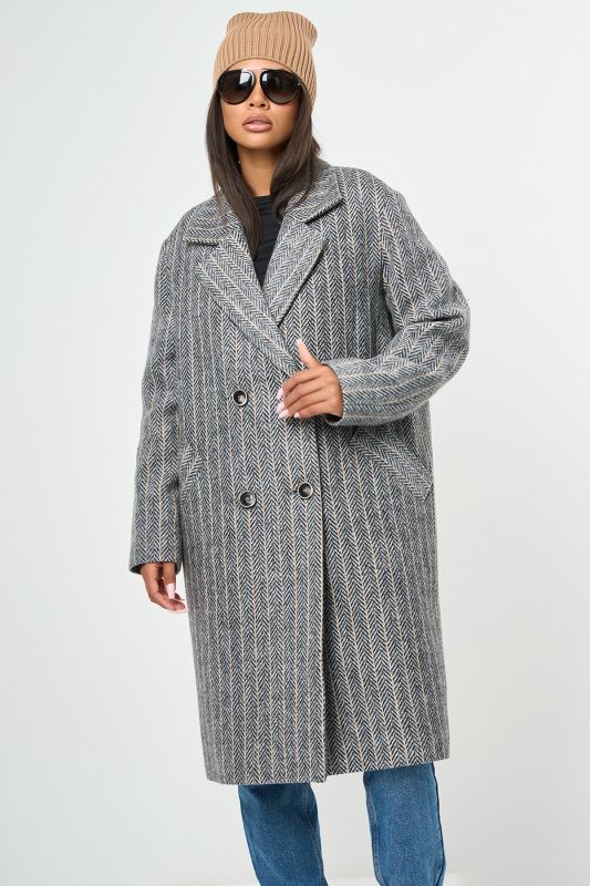 Coat semi-wool straight silhouette with insulated lining gray