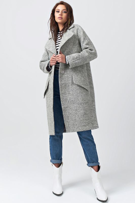 Grey Melange Long Wool Oversize Coat