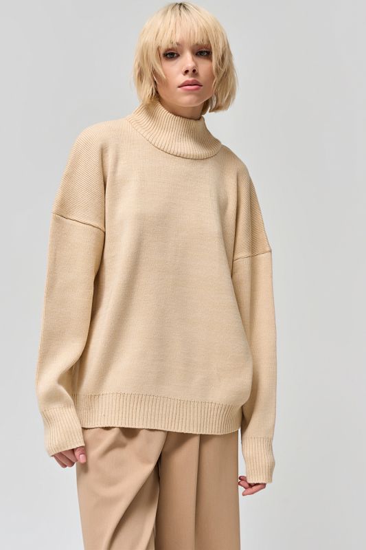 Cream-brulee melange voluminous sweater