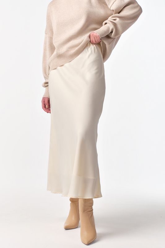 Milk flared midi skirt with elastic band