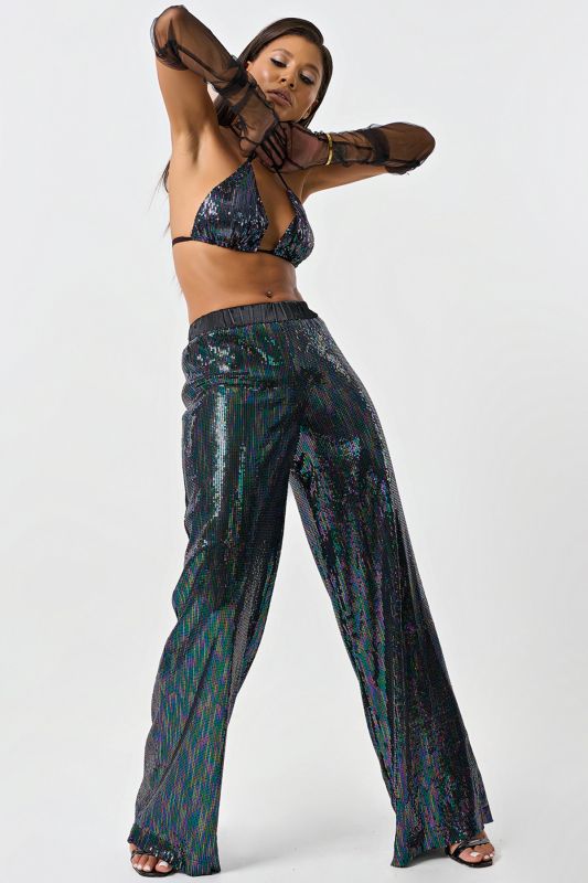 Evening pants in sequin multicolor