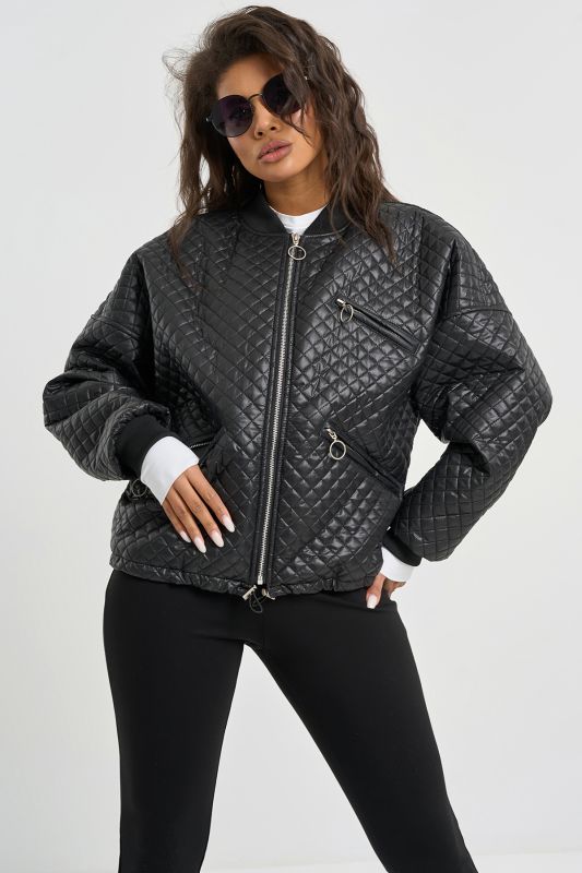 Short bomber made of quilted jacket fabric black