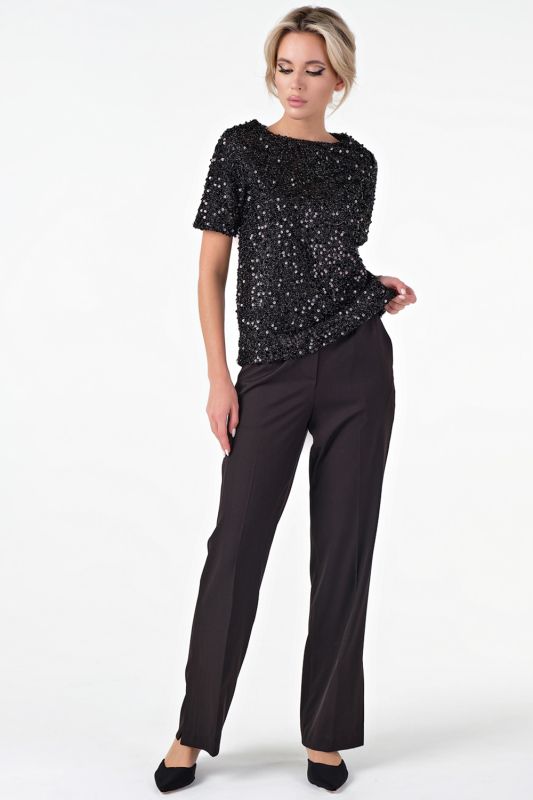 Black knitted blouse with sequins