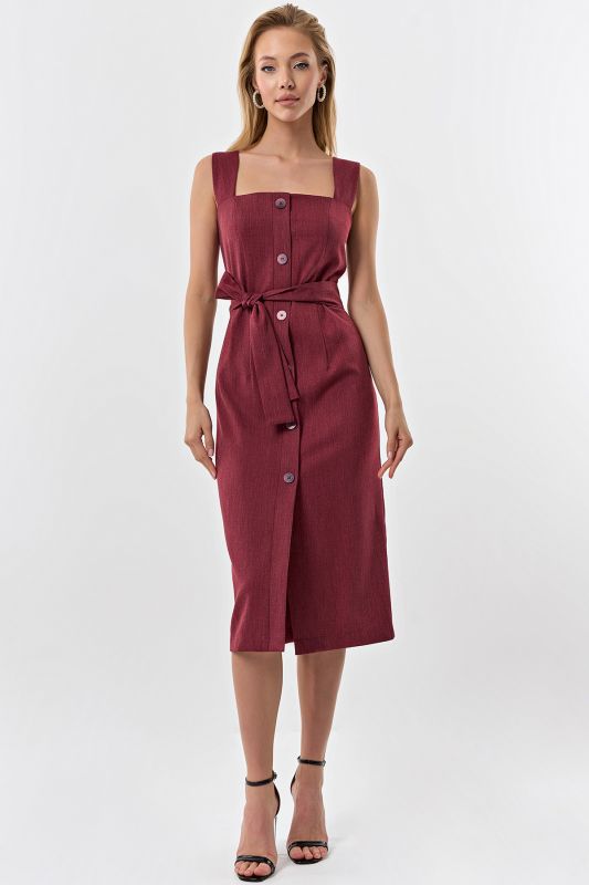 Office sundress with buttons on the front burgundy