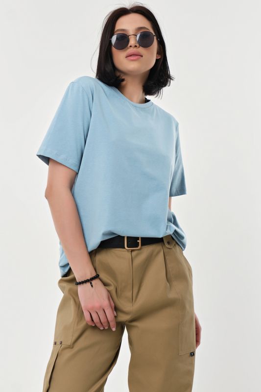 T-shirt of straight silhouette of cotton blue