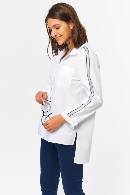 Straight shirt with cotton stripes white