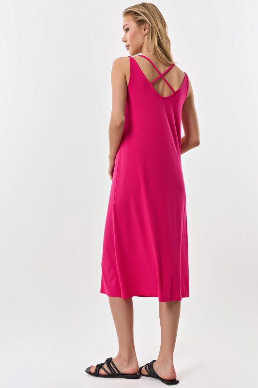 Fuchsia knitted summer midi dress