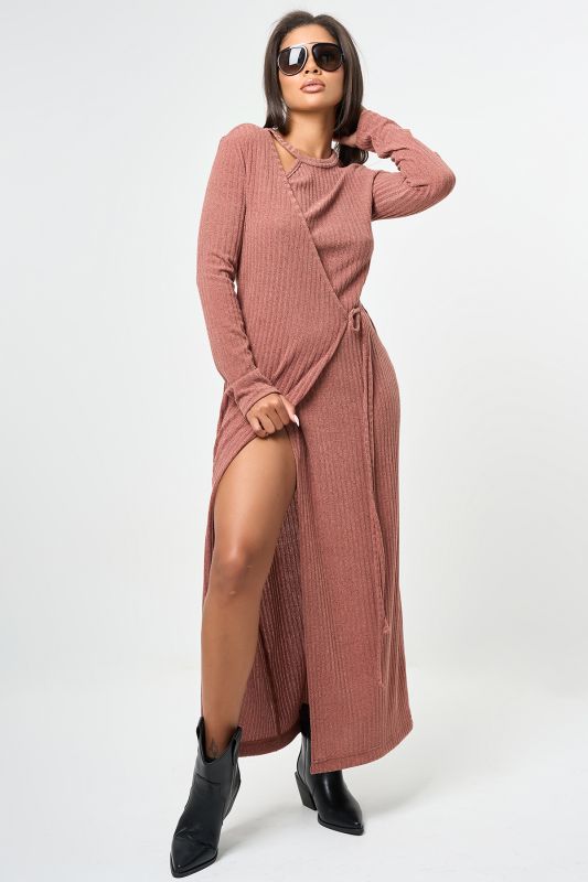 Terracotta knitted midi dress