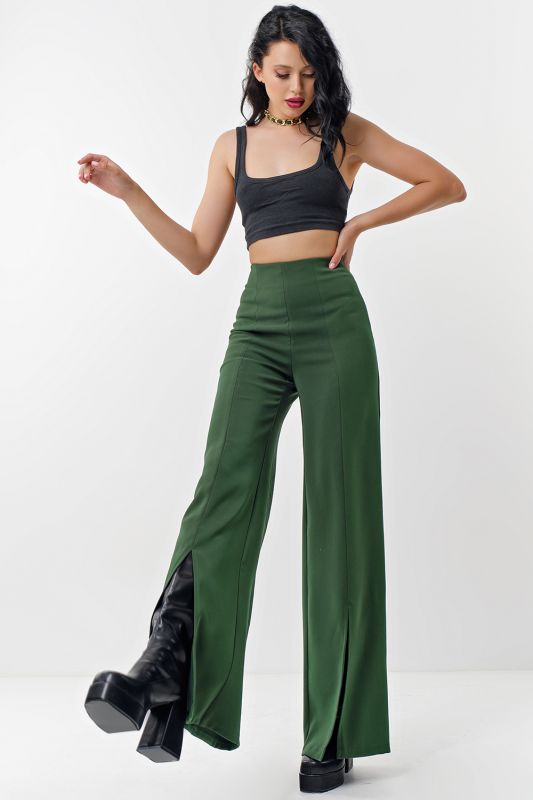 Green flared pants