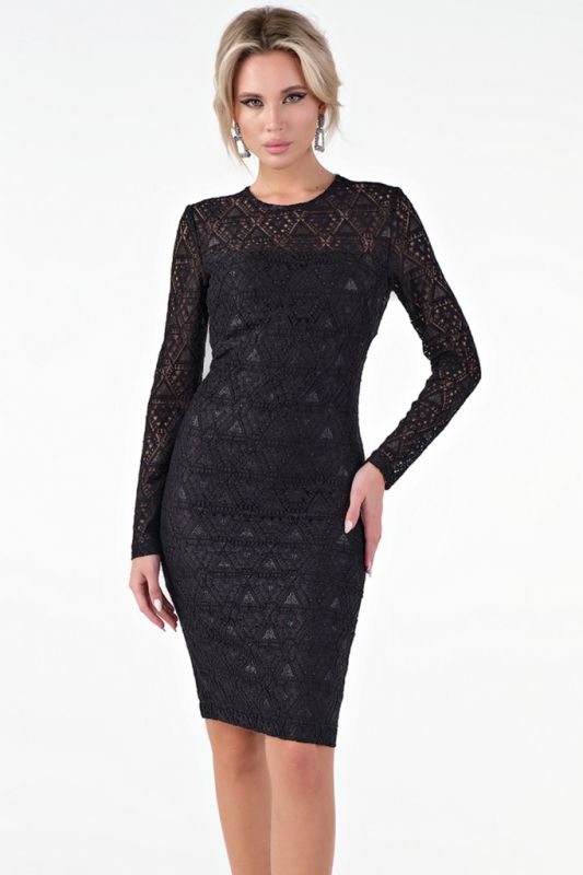 Black short lace tight dress with sleeves