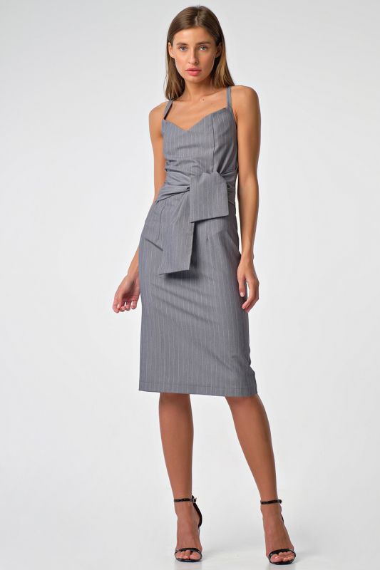 Striped Strappy Fit and Flare Dress on gray