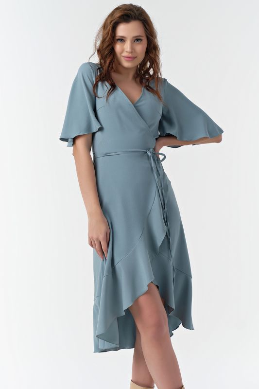 Mint fit-and-flare midi dress with flounces