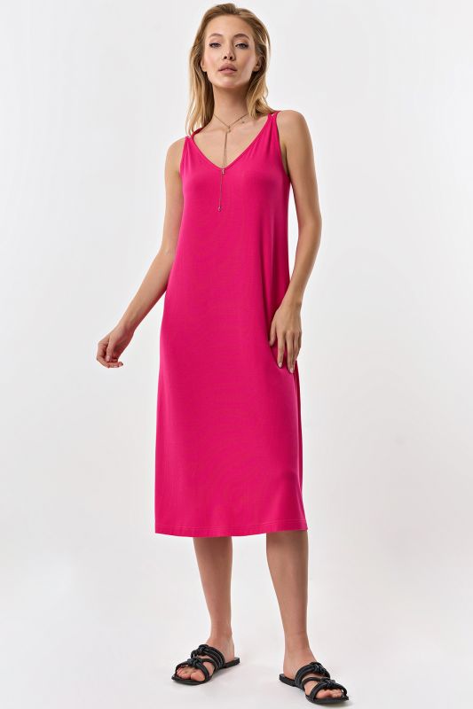 Fuchsia knitted summer midi dress