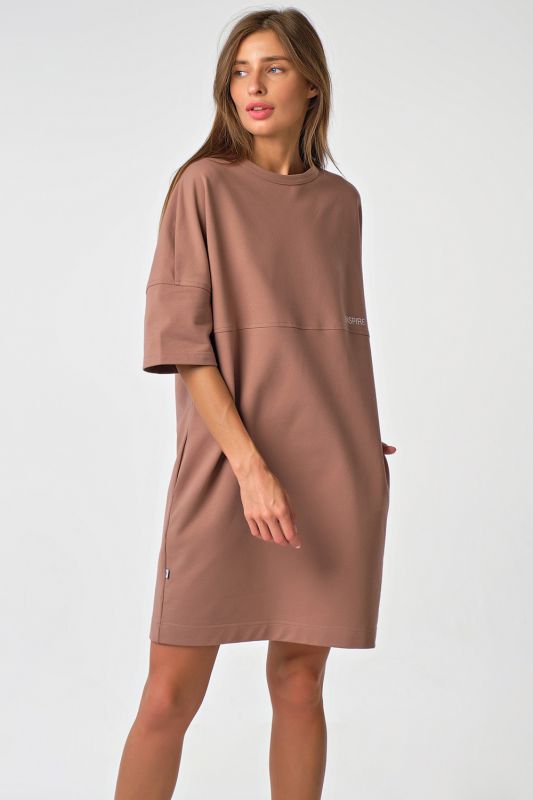 Milk chocolate jersey oversize t-shirt dress