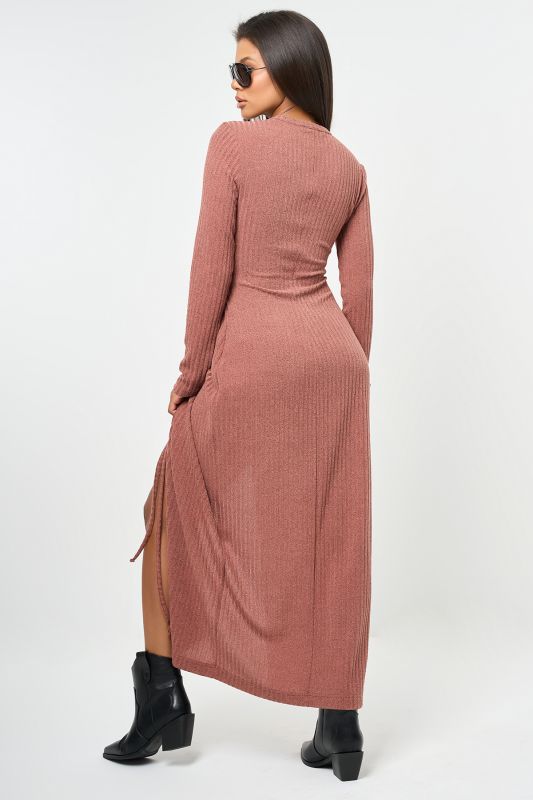 Terracotta knitted midi dress