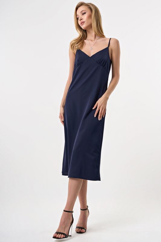 Thin-strapped combination dress in dark blue