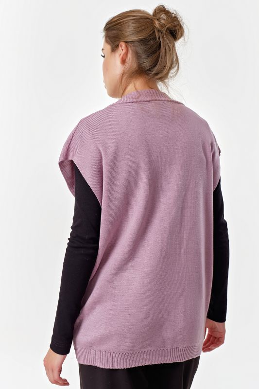 V-neck knitted over-size vest lilac