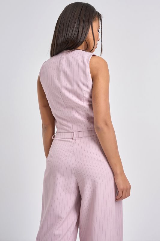 Milk pink pinstriped suit vest