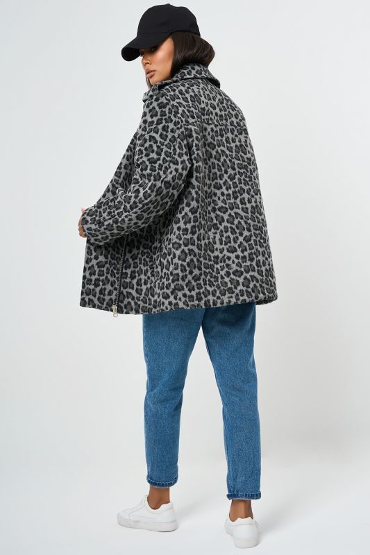 Leopard jacket made of wool overcoat with insulated lining