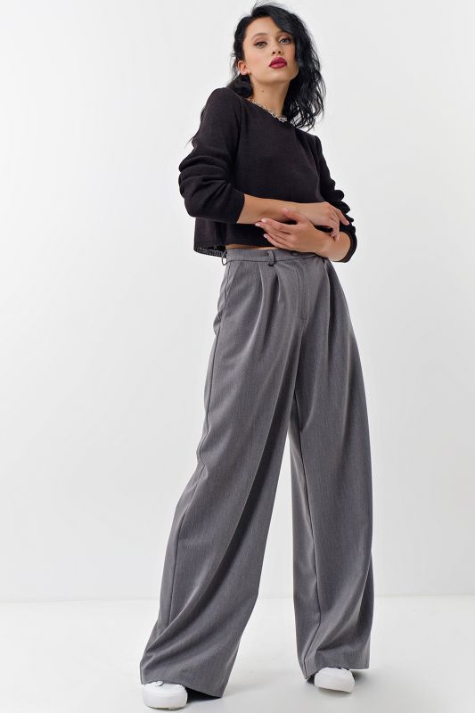 Grey palazzo pants with high waist