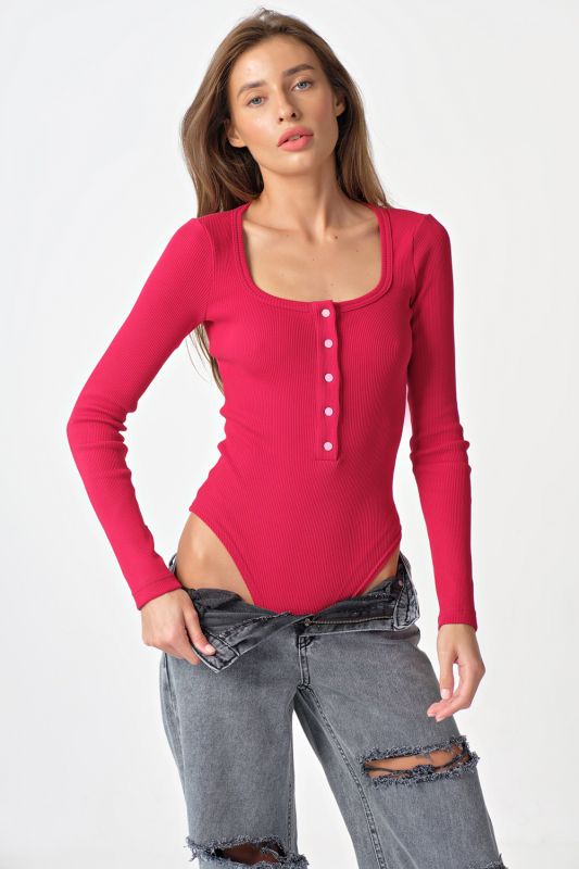 Long-sleeve knitted body with long sleeve raspberry