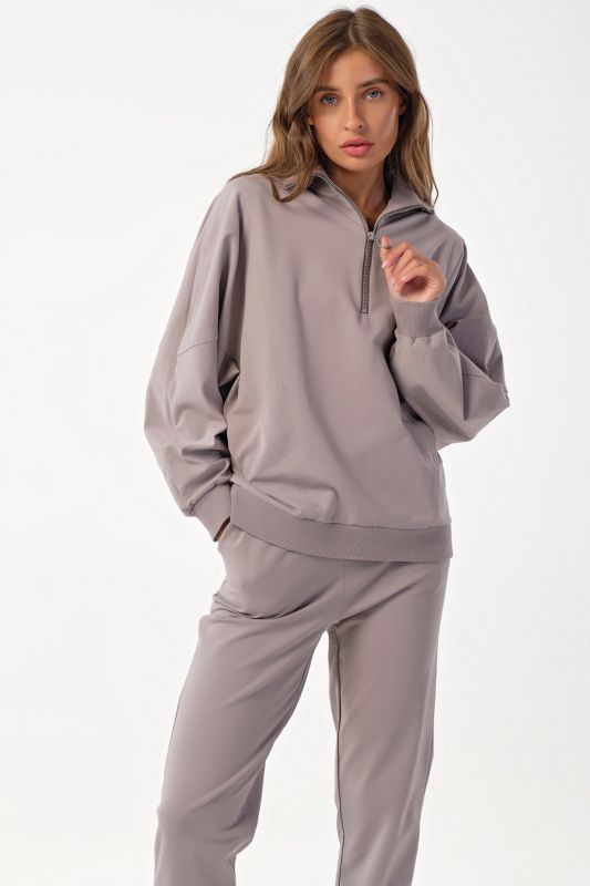 Oversize sports suit with jersey pants gray