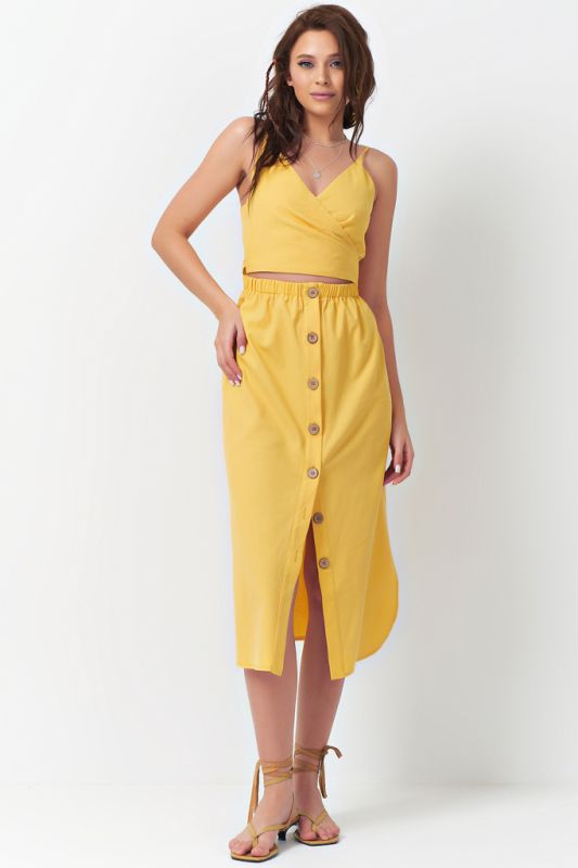 Cotton dress with cut-off waist yellow