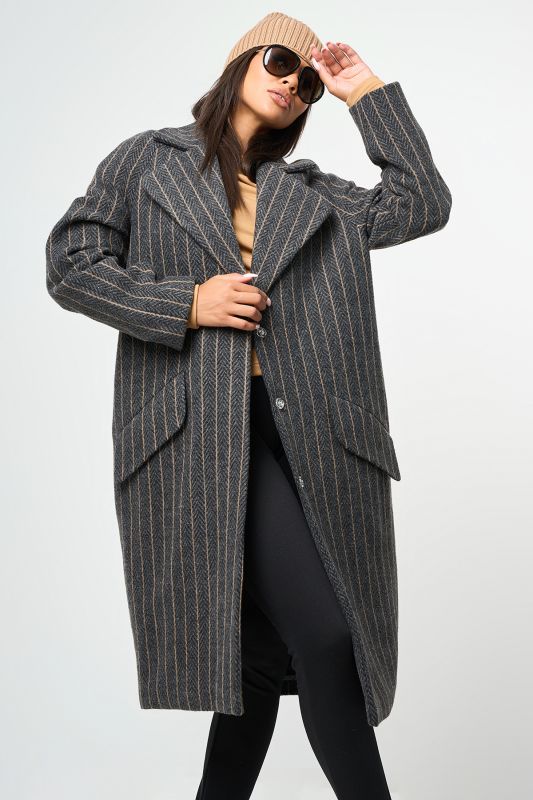 Long wool coat with insulated lining graphite