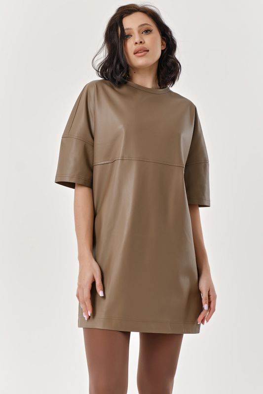 Latte eco leather T-shirt dress