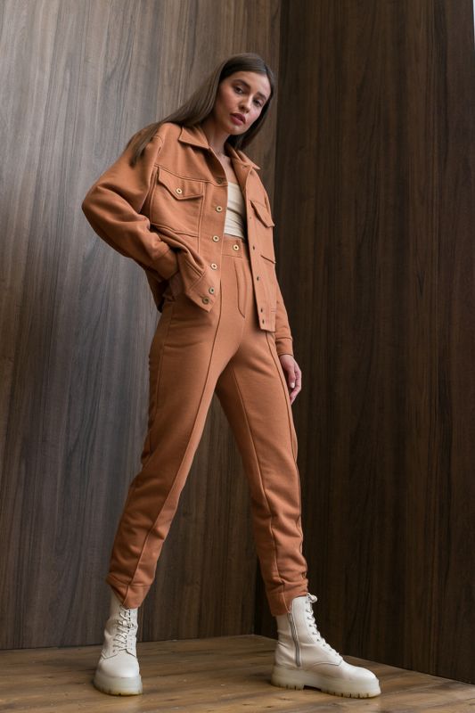 Warm pants suit from futher with fleece camel