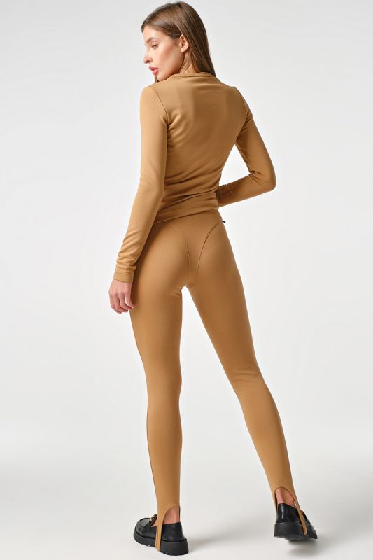 Casual knit tight-fitting camel suit