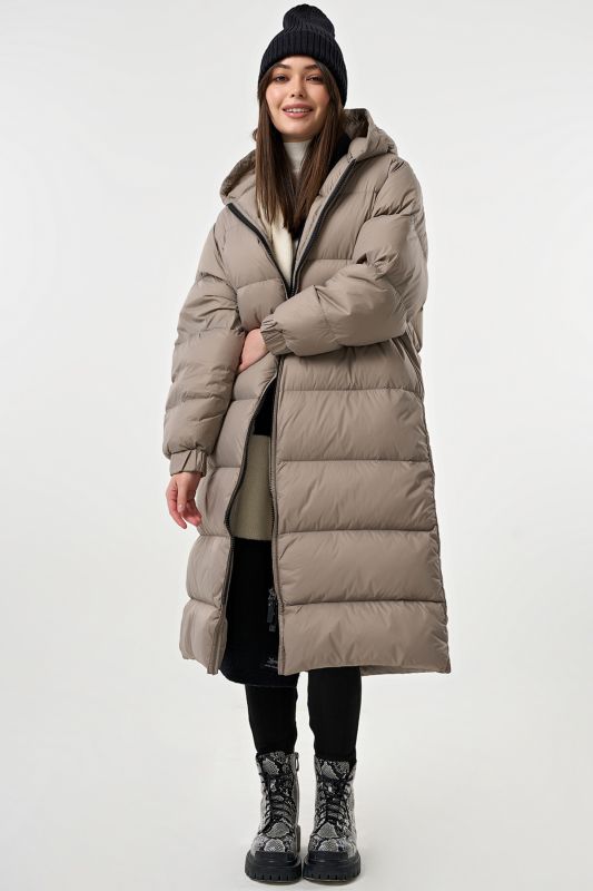 Down straight silhouette coat gray-beige