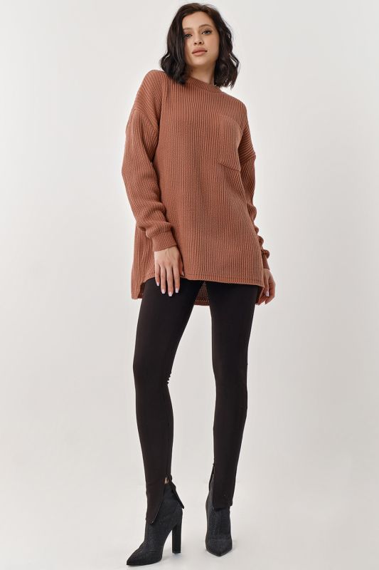 Textured knitted tunic in ash powder