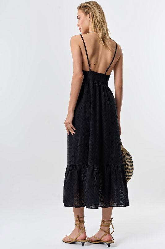 Cotton lace summer sundress black