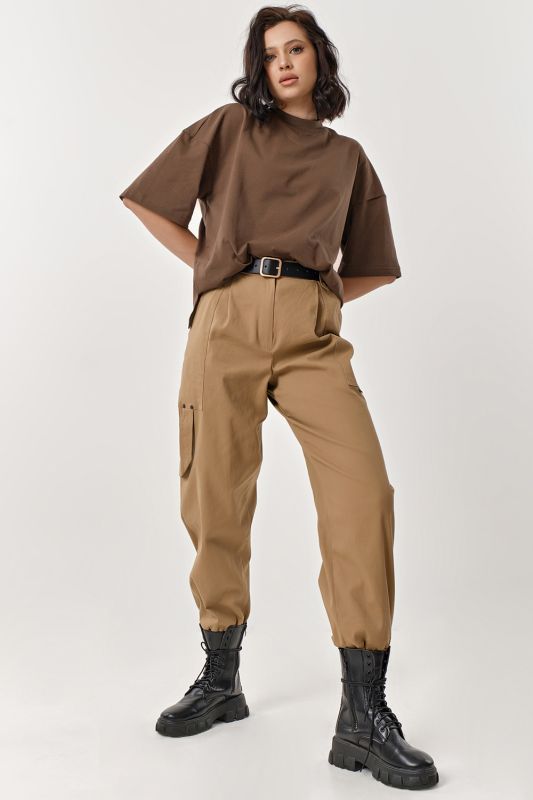 Sandy Cotton Cargo Trousers