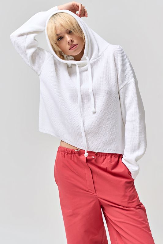 Short cotton sweater white