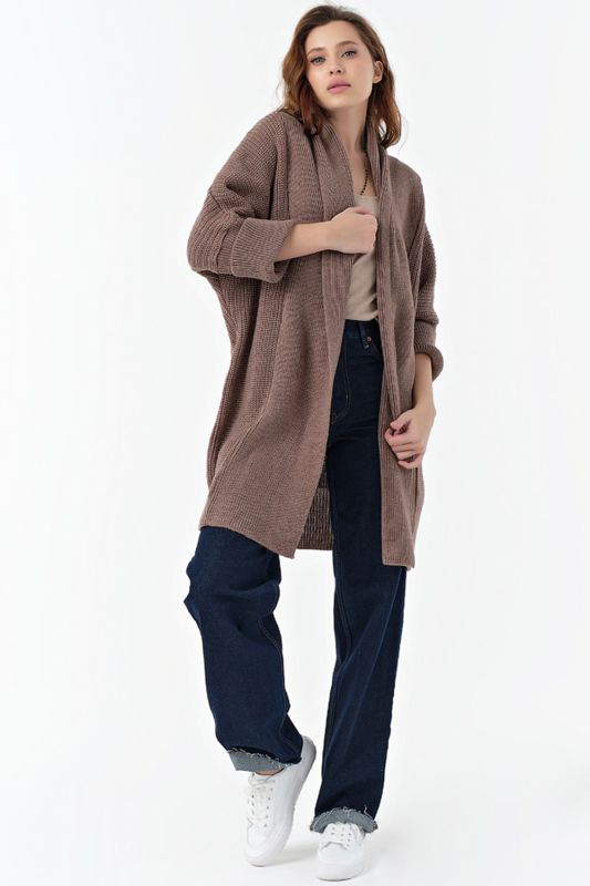 Cardigan knitted voluminous melange melange walnut