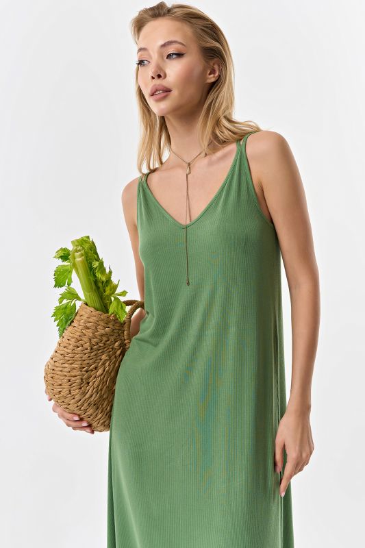 Green knitted summer midi dress