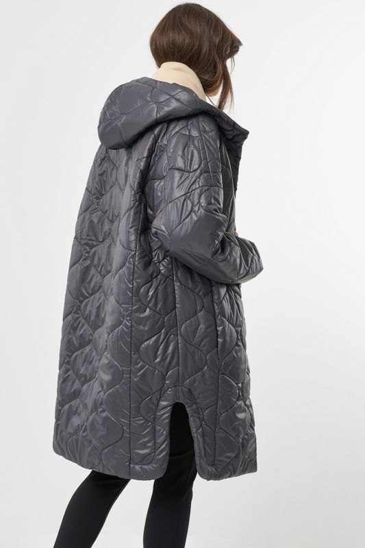 Hooded Quilted Coat Graphite