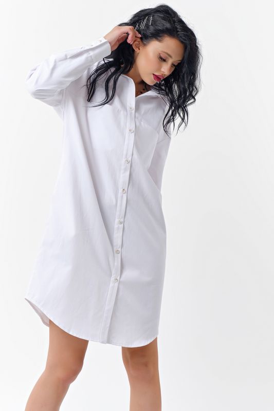 White cotton shirt dress