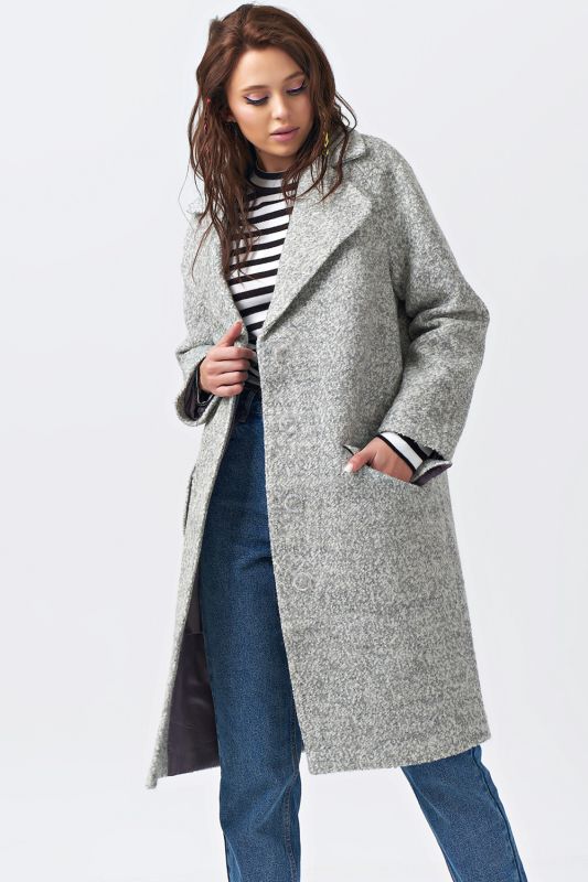 Grey Melange Long Wool Oversize Coat