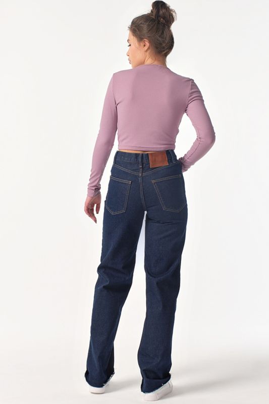 Long-sleeved knitted top with gathering at the front lavender