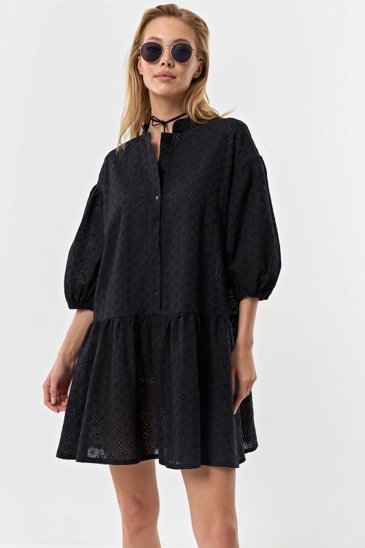 Cotton loose lace summer dress black